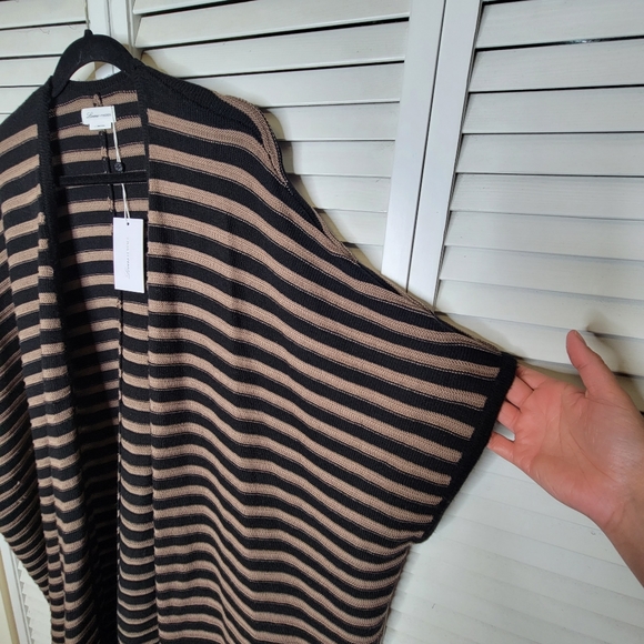 Lovers and Friends Ventura Poncho Striped Cardigan Sweater Beige/Black SMALL NWT - Picture 7 of 13